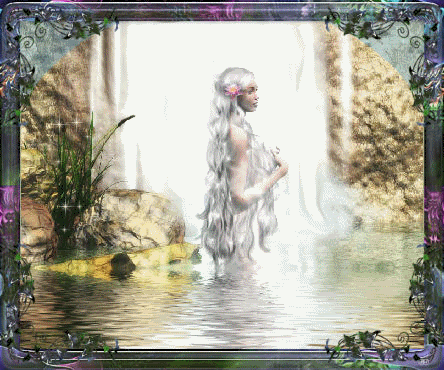 nature waterfall girl bathing