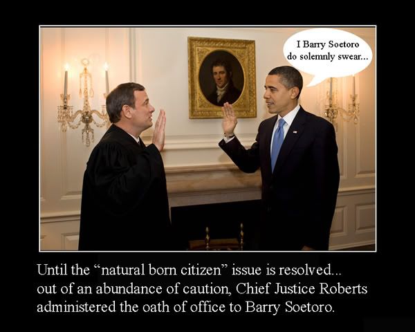 Barack 2nd Oath, Chief Justice Roberts swears in Barry Soetoro.