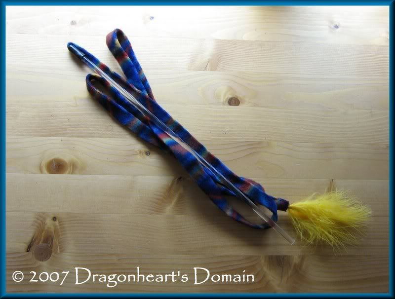 fleece and feather wand toy