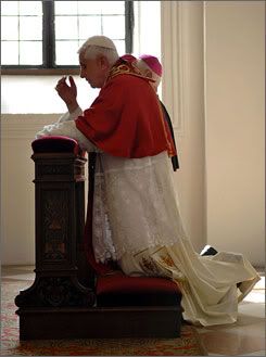 Papa Benedict praying. Pictures, Images and Photos