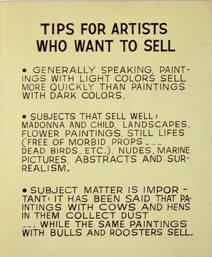 John Baldessari, Tips for Artists Who Want to Sell, 1966-68