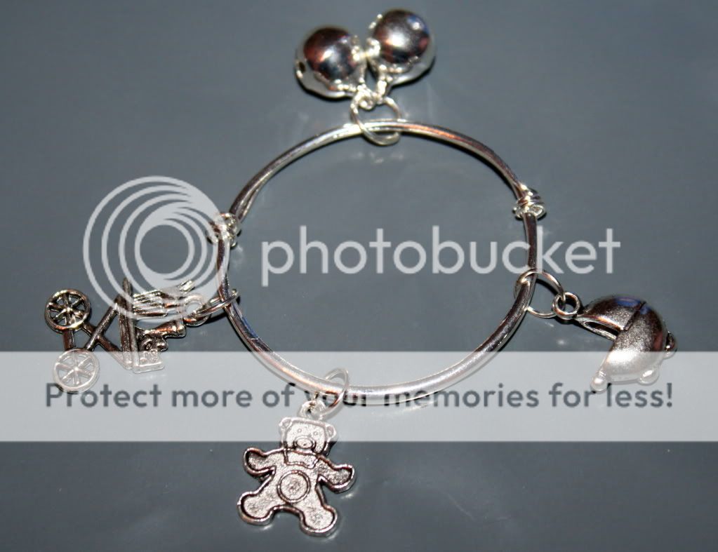 SILVER BRACELET & CHARMS EXPANDABLE / BANGLE REBORN BABY **  