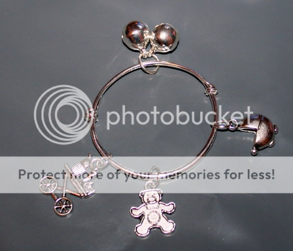 SILVER BRACELET & CHARMS EXPANDABLE / BANGLE REBORN BABY **  