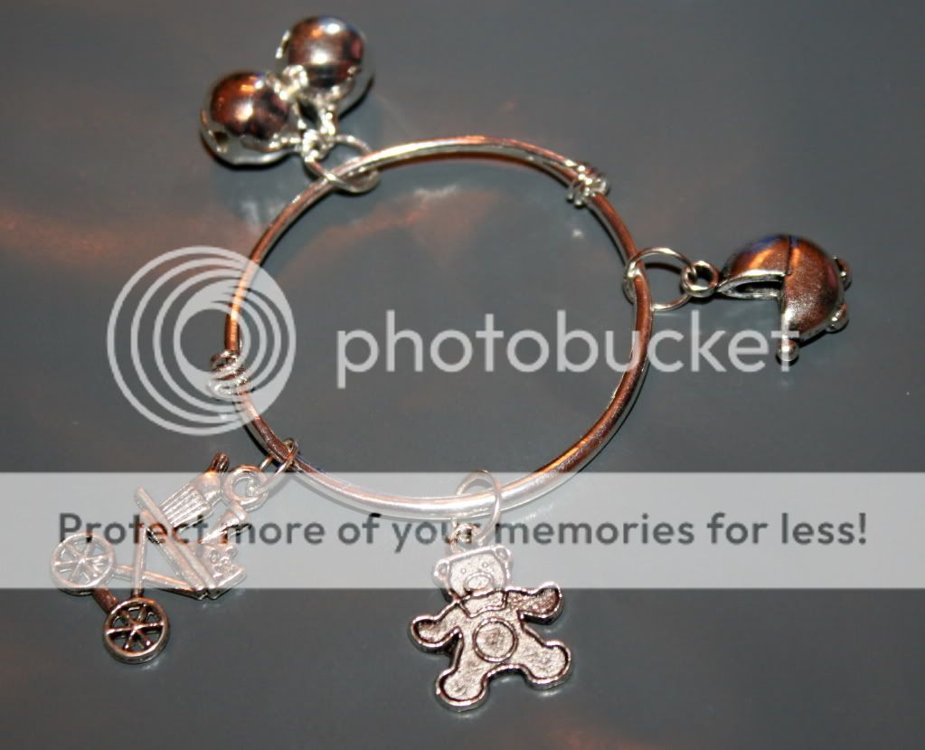 SILVER BRACELET & CHARMS EXPANDABLE / BANGLE REBORN BABY **  