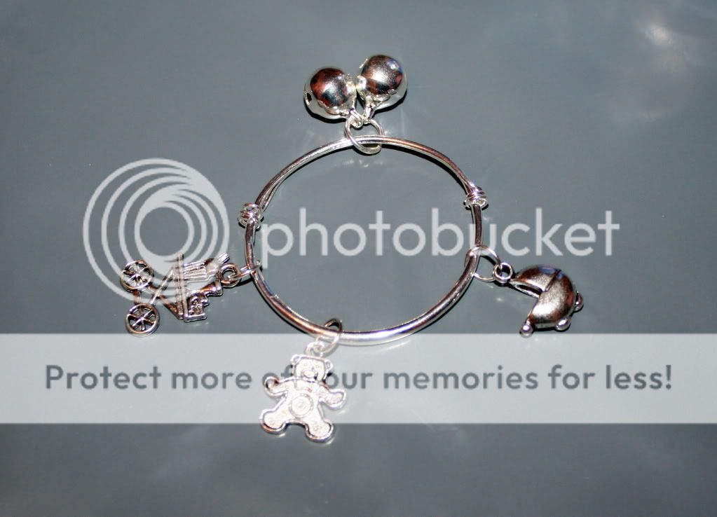 SILVER BRACELET & CHARMS EXPANDABLE / BANGLE REBORN BABY **  