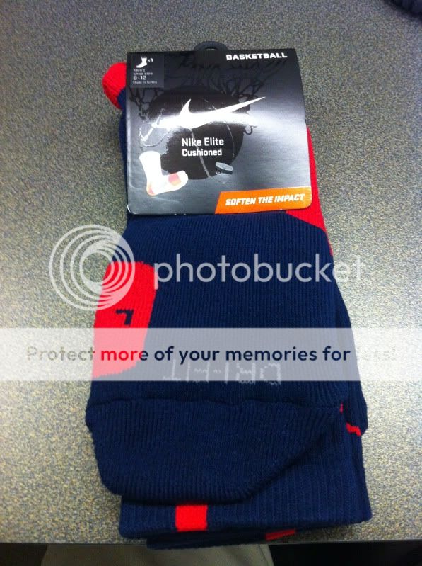 Nike Elite Crew Basketball Socks LARGE 8 12 Navy with University Red 