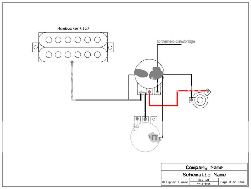 1 humbucker with single-conductor wire, 1 volume, 1 tone diagram ...